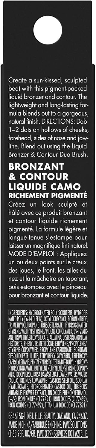 e.l.f. Camo Liquid Bronzer & Contour, Silky Highly Pigmented Formula, Creates a Long-Lasting Bronzed Glow & Natural Look, Vegan & Cruelty-Free, 4 Light/Medium - Tan, Deep 29.57 ml (Pack of 1)