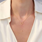 GUOKE 14K Gold Plated Necklace for Women - Dainty Flower, Leaf, Bead, Tree, Bee, Sun, Bar, Infinity, Star, Arrow, Teardrop, Butterfly Pendant Necklaces, Simple Jewelry - Sunshine