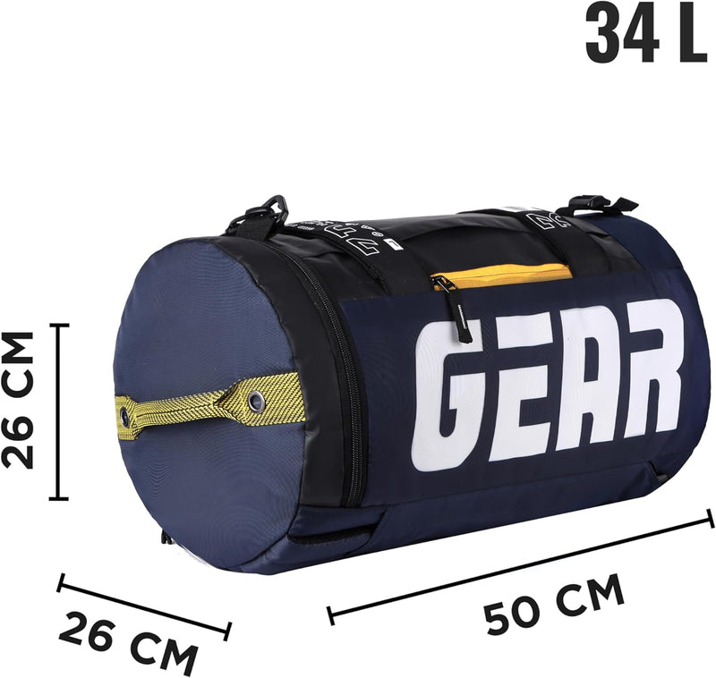 Statement Maxis 34L Large Hybrid Convertible Duffle Backpack/Travel Duffle Bag/Sports Duffle/Gym Bag for Men/Women (Blue-Yellow)