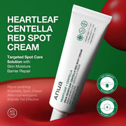 Heartleaf Centella Red Spot Cream, Hydration Face Moisturizer for Skin Relief, Niacinamide, Centella, Panthenol, Spot Treatment for sensitive skin, Non-comedogenic, Korean Skincare (30g/1.05oz)