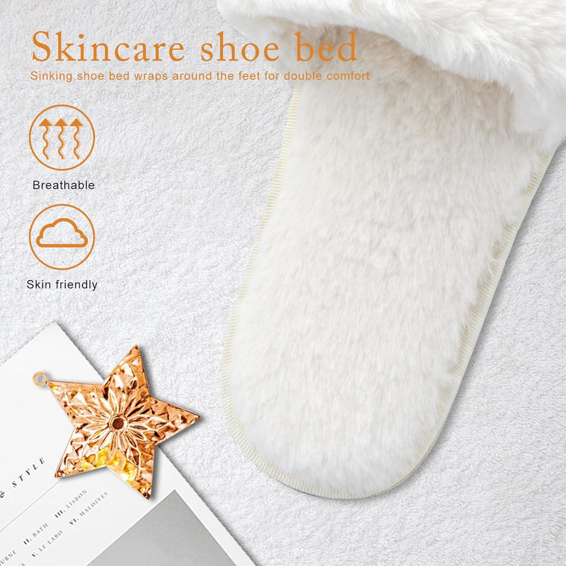 URbazaar Women‘s House Slippers Faux Fur Fashion Warm Shoes Woman Slippers Comfortable Home Furry Slippers,Lightweight Non Slip House Slippers For Cozy Indoor Outdoor