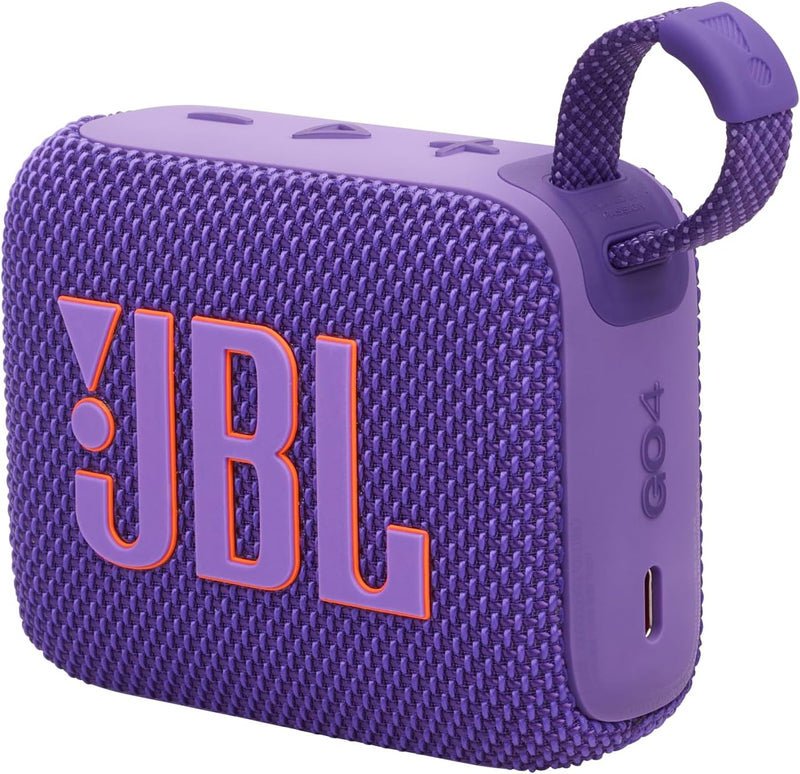 JBL GO 4 Ultra-Portable Bluetooth Speaker with AURACAST, Powerful Sound, 15H Playtime & Sleek Design, JBLGO4BLK, Black - Purple Go4