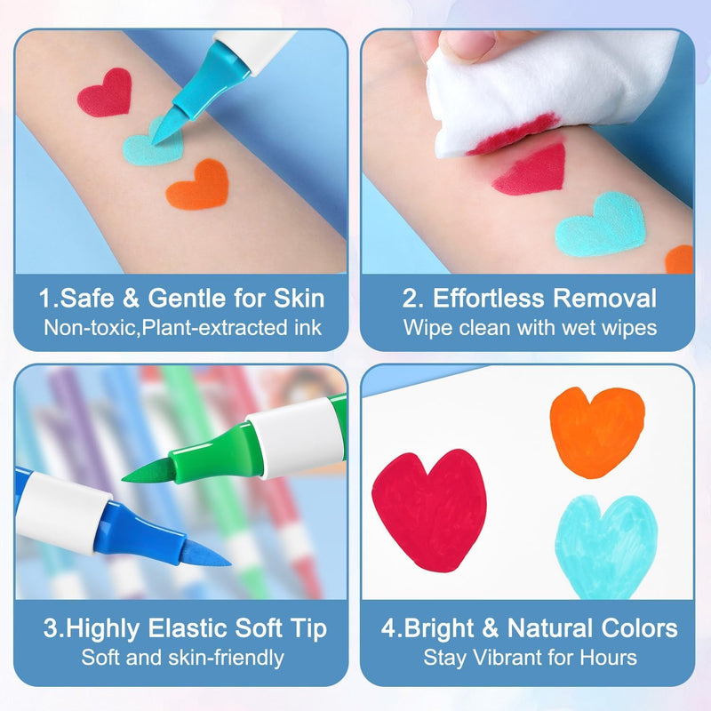12 Colors Face Paint Set for Kids, Washable Non-Toxic Body Paint Kit, Easy Clean Skin-Friendly Face Painting for Festivals, Parties, Halloween, and Fancy Dress Events