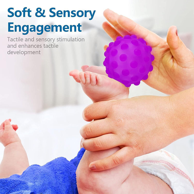 Mumoo Bear Sensory Multi-Ball Set - 6-Piece Textured Toy for Babies 6 Months+, Stimulates Exploration and Motor Skills