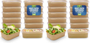 Disposable 25-Pack Kraft Paper Containers 500 ml with Lid, Rectangular Disposable Bowls, Sturdy Food Salad Containers, Eco-Friendly Takeaway Lunch Boxes, Microwave Safe, Heavy Duty Meal Prep Box - Brown (Pack 10) 650 ml (Pack of 2)