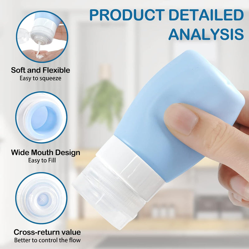 Travel Bottles for Toiletries - 16 Pcs Silicone Travel Size Containers - TSA Approved, Squeezable and Leak Proof Travel Accessories, BPA Free Refillable Bottles for Cosmetic Shampoo Conditioner Lotion