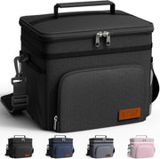 Insulated Lunch Box for Men & Women - Leak-Proof Cooler Lunch Bag with 4 Pockets, Adjustable Strap, Ideal for Work, Picnic, Travel - Medium, Black, 10.2"6.9"8.5"