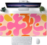 Japanese Landscape Desk Mat Post Moonlight Samurai Mouse Pad Large Dark Aesthetic Desk Pad Gaming Mousepad Extended XXL 31.5 x 15.7 in Laptop Computer Mouse Keyboard Mat - A Pink Retro