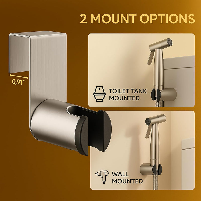 VELORDEC Bidet Sprayer for Toilet - Chrome Finish Shattaf Set with 57" Hose and Enhanced Stainless Steel Brushed Nickel for Feminine & Baby Wash, Includes Pressure Control T-Valve, Rubber Washers,Tape