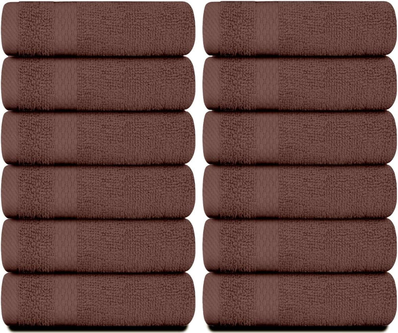 White Classic Luxury Cotton Washcloths - Small Hotel Spa Bathroom Face Towel | 12 Pack |