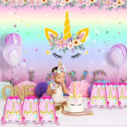 12-Pack Unicorn Drawstring Party Bags Prime Styles - Reusable Waterproof Favor Bags for Birthday Party Favors, Baby Showers & Gifts - 13.4" x 11"