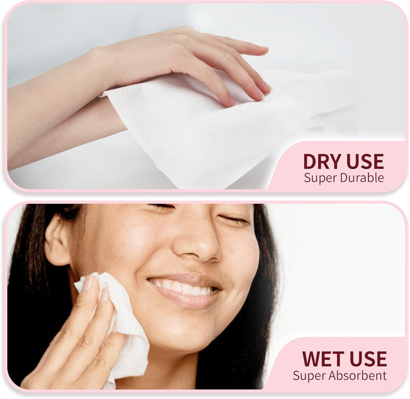 Deluwire 800 Count Disposable Face Towels, Soft & Skin Friendly Face Towelettes Disposable, Facial Tissue Dry Wipes for Women Cleansing