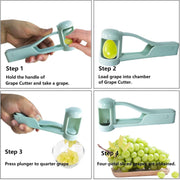 BIGTHREE Quarter Fruit Slicer Tool, Stainless Steel Grape Cutter, Grape Slicer for Baby, Grapes, Cherry, Tomato, Strawberry Cutter for Vegetable Fruit Salad Cake Decoration Kitchen Gadget