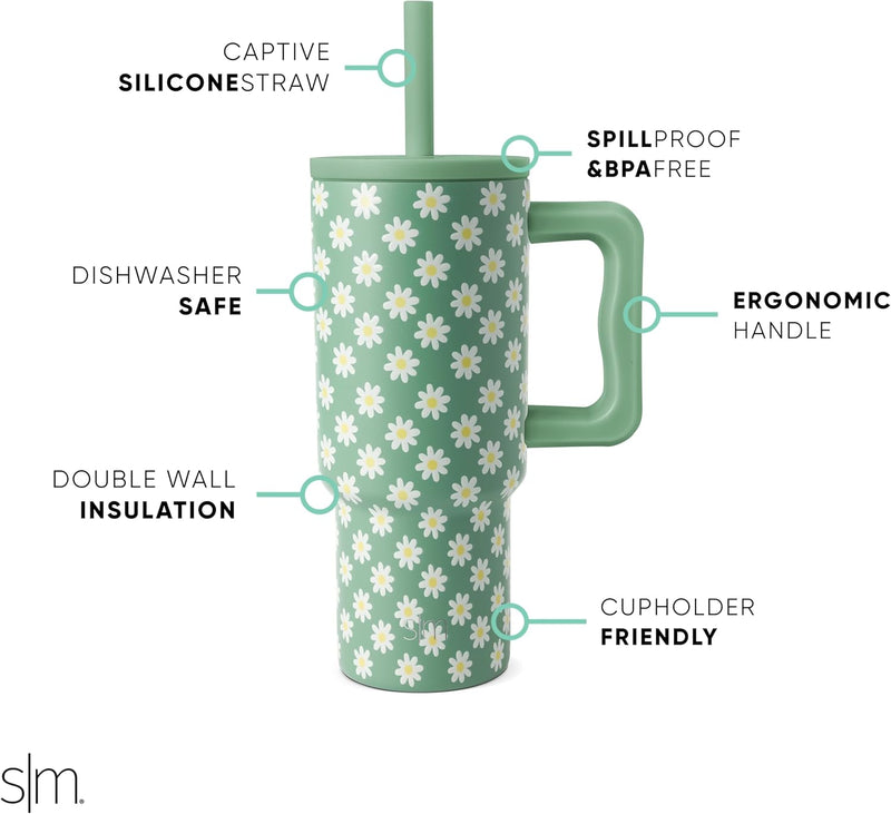 Simple Modern Kids 24 oz Tumbler with Handle and Silicone Straw Lid | Spill Proof and Leak Resistant | Reusable Stainless Steel Bottle | Gift for Kids Boys Girls | Trek Collection | Asteroid