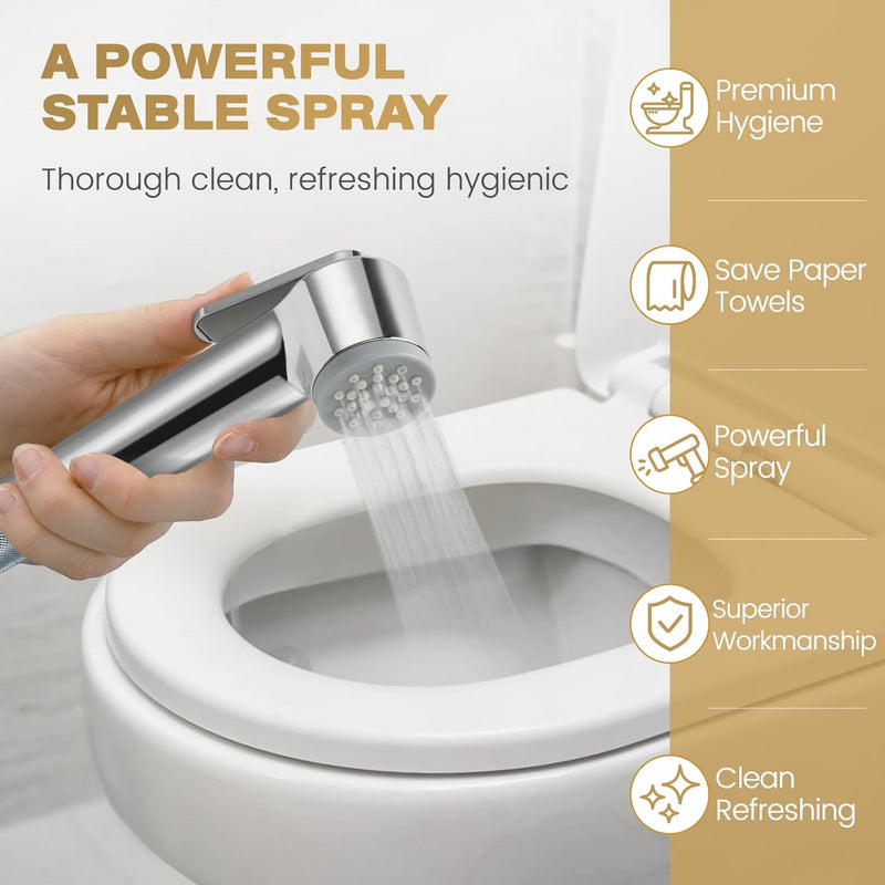 NINEMAX Bidet Sprayer Toilet Cleaning Shattaf Wall Mounted High Pressure Bidet Spray for Personal Hygiene Bathroom Pet Bath Self Cleaning