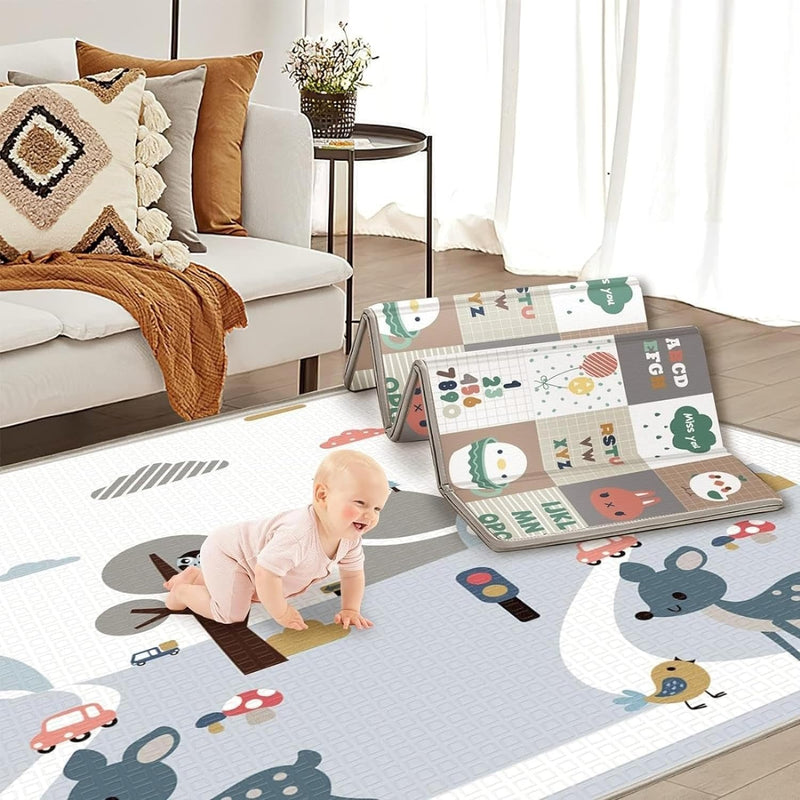 EURCRBU Baby Play Mat, Extra Large 180 * 200cm Folding Baby Crawling Mat, Reversible Play Mat Foam Non-slip Play Mat, Suitable for Children, Infants, Games, Indoor and Outdoor Use-Enlightenment Diary