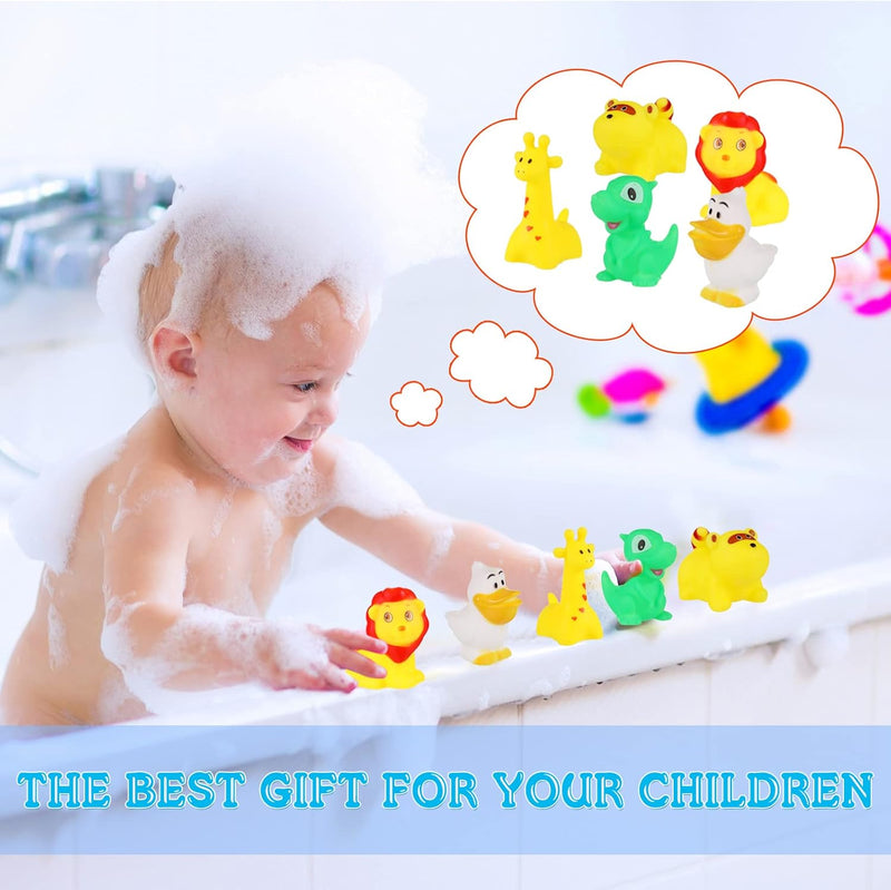 Chivao 50 Pcs Baby Bath Toys Bulk Infant Bath Toys Water Float Squeak Rubber Animal Toys Bathtub Pool Toy for Toddlers Kids Bath Time Shower Party Favors Birthday Gifts (Jungle Style)