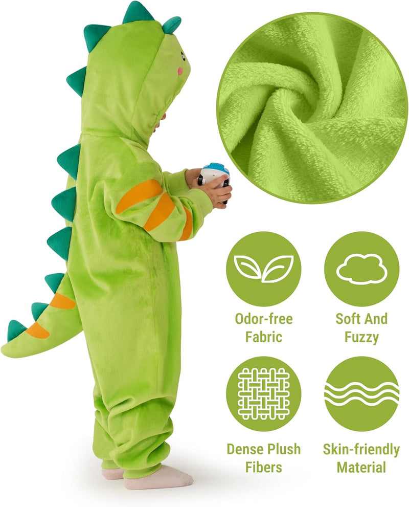 Spooktacular Creations Halloween Dinosaur Costume, Dragon Zip-up Hooded Jumpsuit for Halloween Costume Cosplay Themed Parties