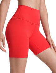 Womens ButterLuxe Biker Shorts 6"- High Waist Workout Athletic Running Spandex Yoga Shorts - Deep Red