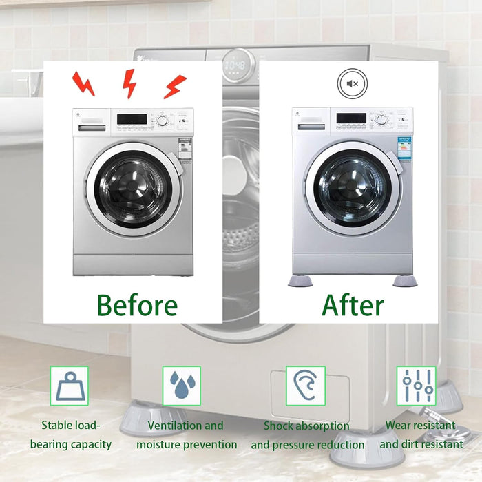 4 Pcs Anti Vibration Pads for Washing Machine, Anti Vibration Washing Machine Support with Shock and Noise Cancelling,Washing Machine Feet Pad Protects Pedestals for Washer and Dryer Machine