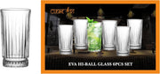 Cuisine Art Eva Hi-Ball Glass Set - 6 Pcs, 255ml (8.5oz) - Crystal Clear, Dishwasher Safe, Elegant Longdrink Glasses for Cocktails, Soft Drinks, Water, Juices