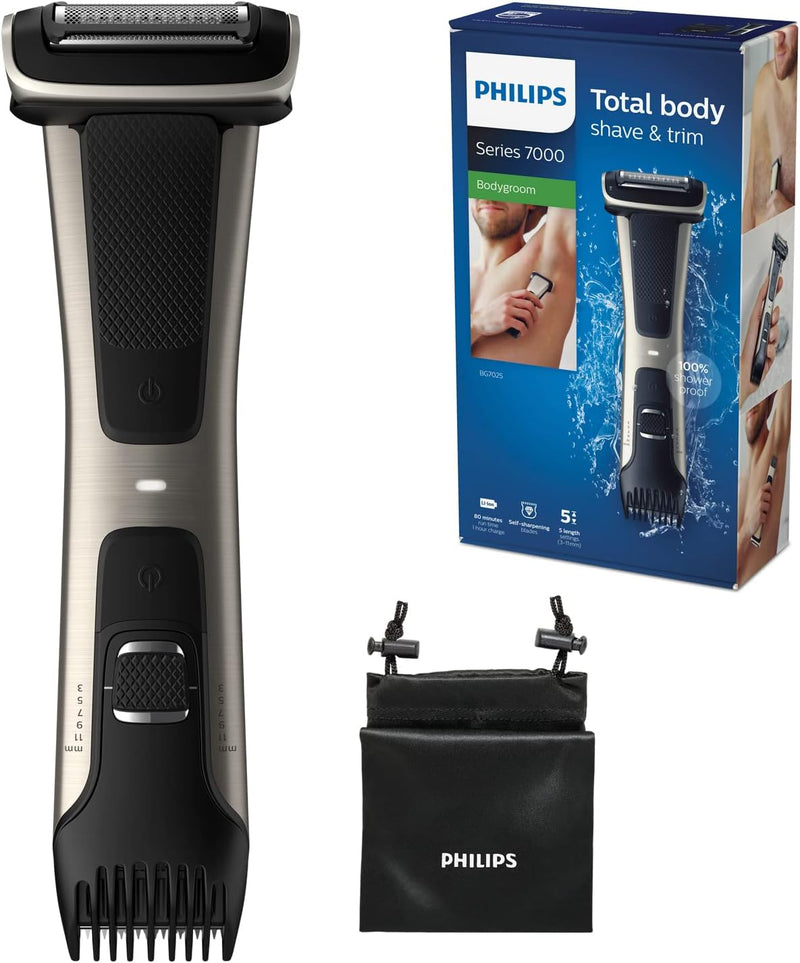 Philips BG7025/15 Bodygroom Series 7000 mit integriertem Kammaufsatz (3 bis 11 mm) - Black 2 Piece Set