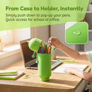 Nivofu 2 in 1 Soft Silicone Pencil Case, Telescopic Table Pen Holder for School and Office, Zipper, H 19.5 cm