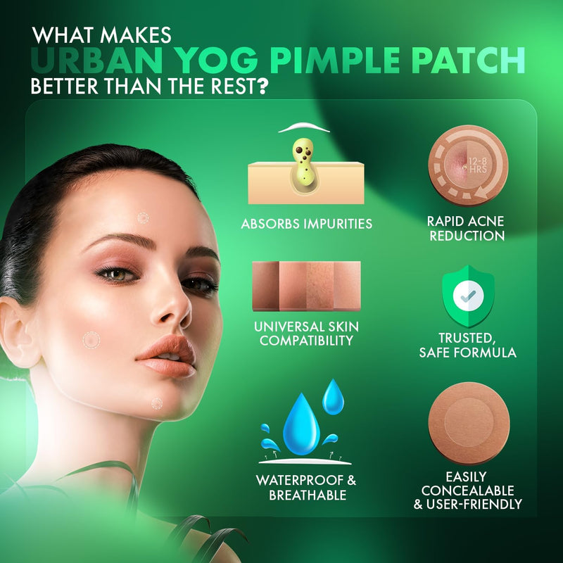 Urban yog Acne Pimple Patch - Invisible Facial Stickers cover with 100% Hydrocolloid, Pimple Patches for Face (72 Dots)