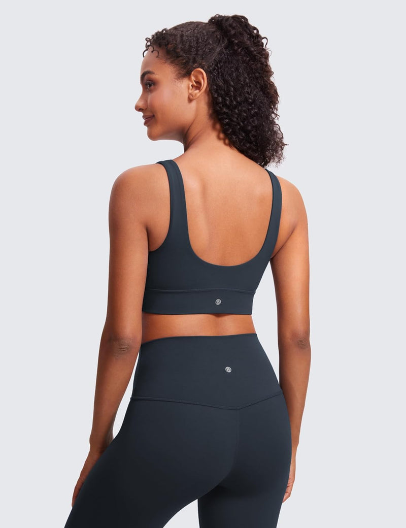CRZ YOGA Womens Butterluxe U Back Sports Bra - Scoop Neck Padded Low Impact Workout Yoga Bra with Built in Bra
