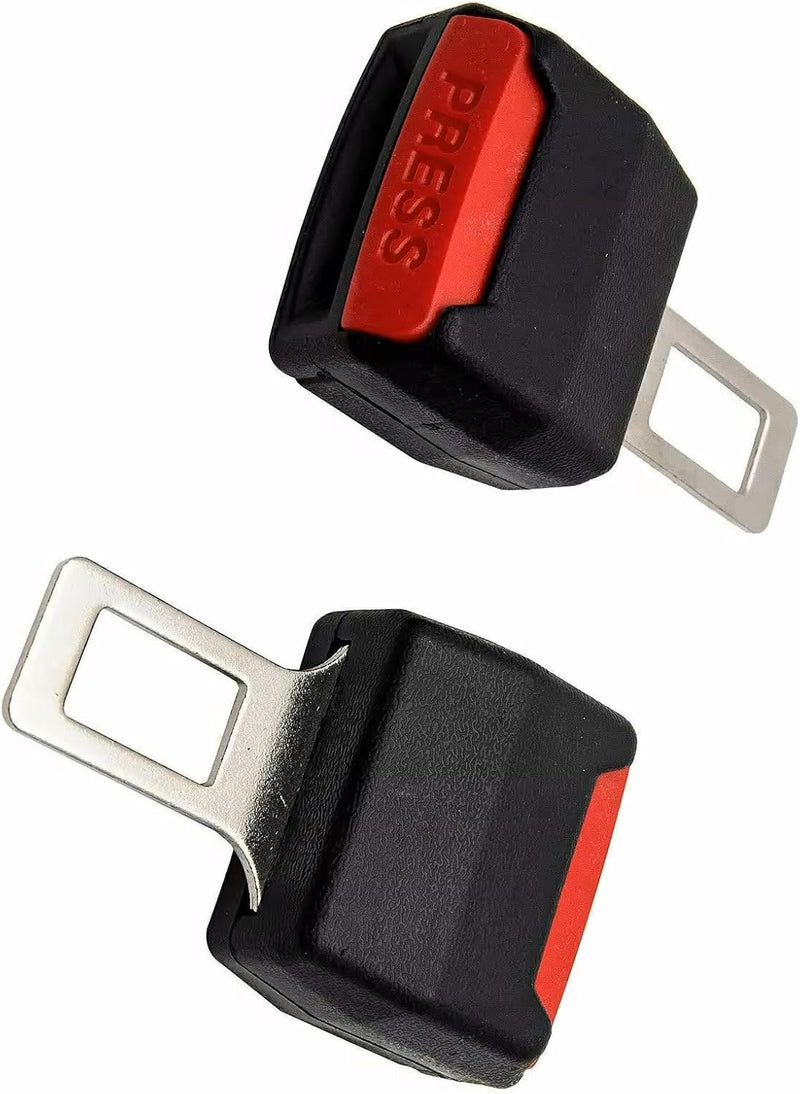 ETAVA Universal Car Seat Belt Buckle Alarm Stopper (2-Pack)-Adjustable Buckle Extensions for Child Seats & Enhanced Car Safety (Plastic) (Black)