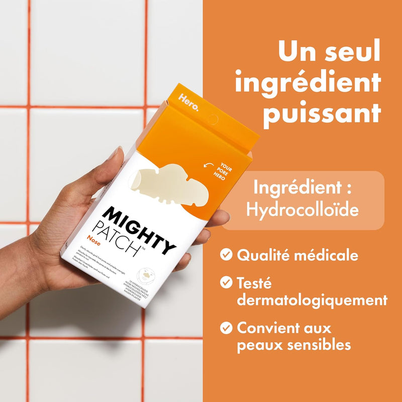 Hero - Mighty Patch Nose - Special Nose - Absorbs impurities from pores and pimples in 6 to 8 hours - Hydrocolloids - Box of 10 Mighty Patches Nose
