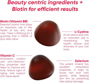 Glow Hair Skin & Nails Vegan Vitamin Gummies 2000% Dv Biotin With Zinc, Selenium & Efficient Plants Hair Growth, Stronger Nails & Healthy Skin 60 Vegan Gummies Delicious Natural Raspberry