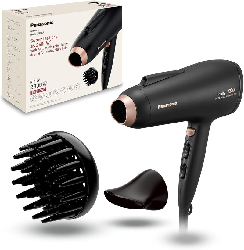 Panasonic EH NE66 2000W Powerful Ionity Hair Dryer with 11mm concentrator nozzle for Fast Drying & Smooth Finish, Black - [NEW] 2300W Ionity