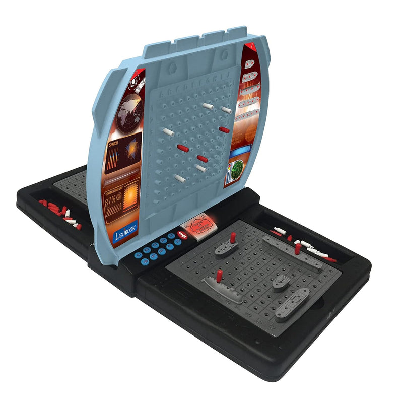 LEXIBOOK GT2800i1 Talking Sea Battle (French, English, Spanish, Portuguese), Electronic Board Game 1 or 2 Players, Interactive, Light and Sound Effects, Strategy, batteriy Operated, Grey/Black