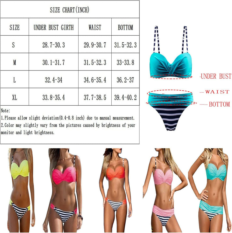 Lukitty Women's Push Up Two Piece Bikinis Swimsuits Padded Bathing Suit Swimwear