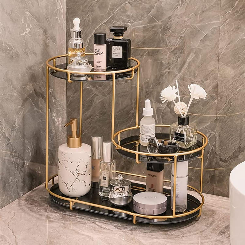 NILYNN Makeup Organizer Shelf, 3 Tier Cosmetic Storage Basket with Removable Tray, Vanity Organizer Rack Bathroom Organizer Cosmetic Storage Shelf for Dresser and Countertop (White)