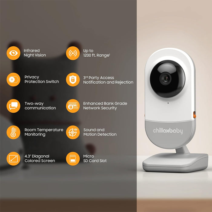 Chillax baby - Daily Baby-WiFi Streaming 2-Way Talk 4.3" Screen Baby Monitor with Secured HD Camera (720p)& Night Vision-Powered by 5GenCare