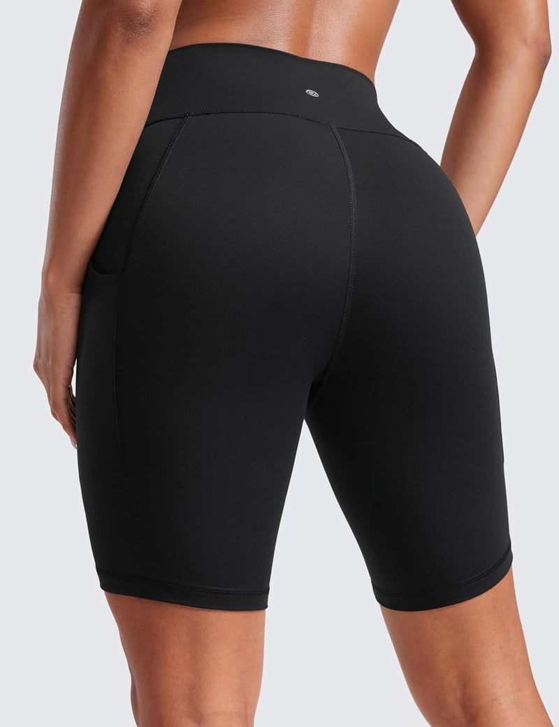CRZ YOGA Women's Butterluxe Biker Shorts 8 Inches - High Waisted Yoga Shorts Side Pockets Buttery Soft