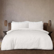 Easy Living Stripe 3Pcs Duvet Cover Set 220x240 cm with 2 Pillow Cases; White Size: Double - 240x260 White