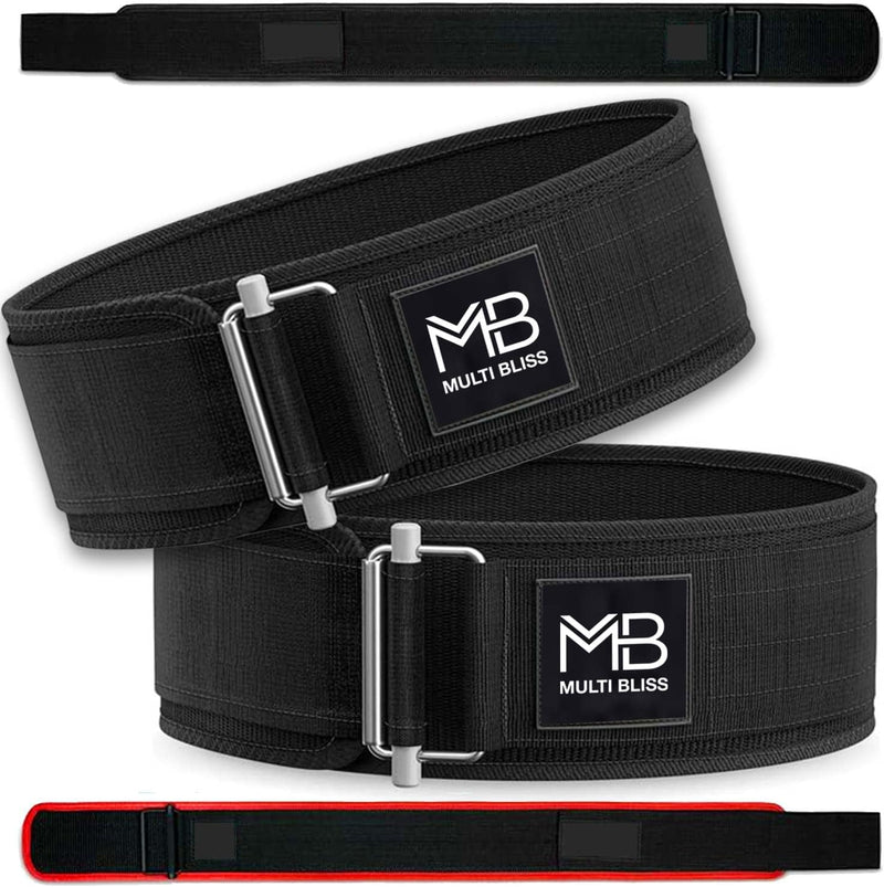 MULTI BLISS® Premium Quality Weight Lifting Gym Belt for Athletes, Olympic Training, Deadlift, Bodybuilding, WOD, Lifting Lumbar Support & Gym Workouts Belt for Men & Women (FreeGift Gym Keychain)