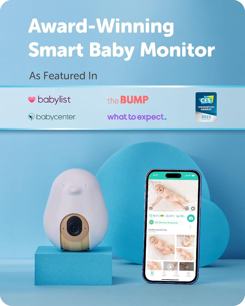 Cubo AI Smart Baby Monitor and 3 Supports | WiFi Camera Night Vision 1080P HD with AI Alerts for Baby Safety, Sleep Analysis, Two-Way Audio | iOS, Android