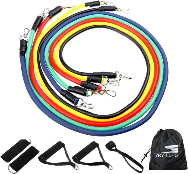 Resistance Tube With Foam Handles (11 pieces) | Home Gym Sports Equipment
