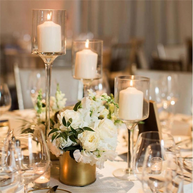 Uniface 3Pcs Elegant Tall Glass Candle Holders,Clear Candlestick Holders,Candle Sticks Holder Decor Candle Stand for Dining,Wedding,Party,Home,Valentines Day