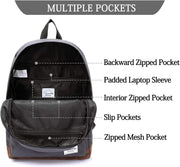 VASCHY Men's Backpack, Women's Waterproof School Bag, Boy Girl Computer 15.6 Inch Vintage for School, College, Work, Travel, Leisure