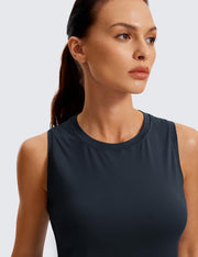 CRZ YOGA Lightweight Tank Top for Women Racerback Sleeveless Workout Tops High Neck Athletic Running Shirts