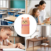 Silicone Pencil Case For Kids, Standing Pencil holder, Cartoon Foldable Pen Case, Retractable Storage Organizer for kids students Home Dorm School Classroom Teens