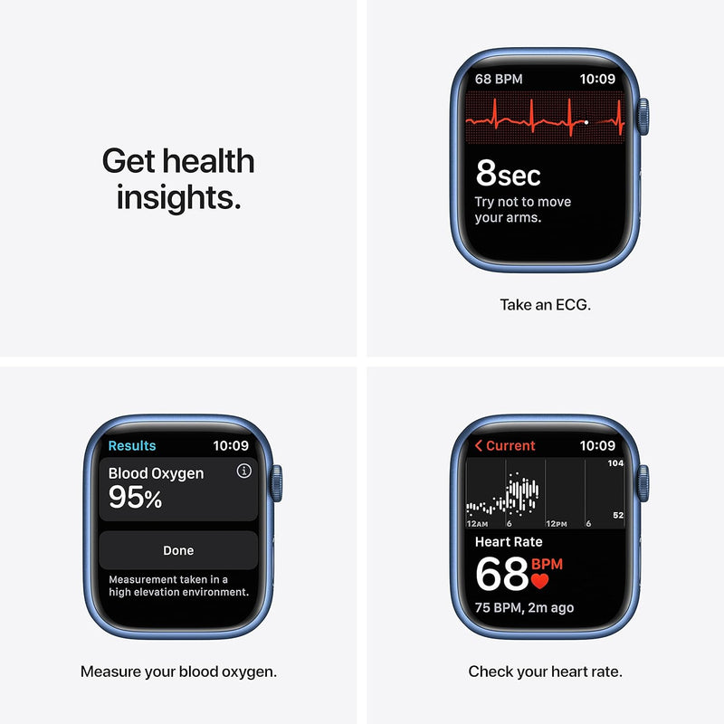 Apple Watch Series 7 (GPS + Cellular, 45mm) Smart watch - Graphite Stainless Steel Case with Abyss Blue Sport Band - Regular. Fitness Tracker, Blood Oxygen & ECG Apps, Water Resistant