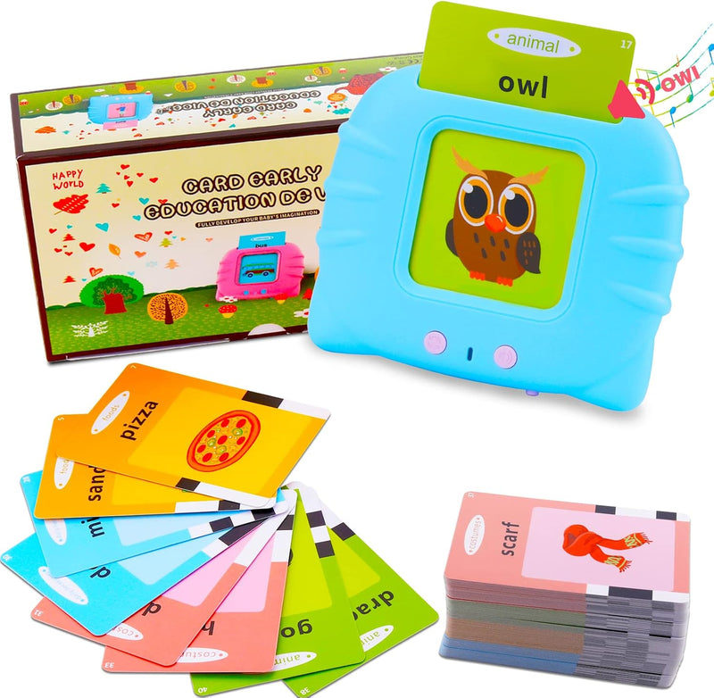 Talking Flash Cards Learning Toys for Toddlers 1-6 Year Old,British English, 224 Words, Audible Educational Toys, Preschool Learning Resource Electronic Interactive Toy Birthday Gifts for Kids-Blue - English-224 Words - Blue
