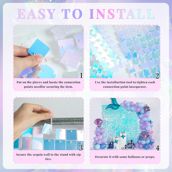 Kate Shimmer Wall Backdrop Sliver Wall Panels 12Pcs Square Sequin Shimmer Wall Backdrop Decoration for Birthday Party,Wedding, Anniversary