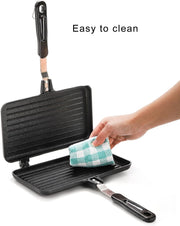 KASTWAVE Non-Stick Sandwich Maker and Panini Press for Grilling Delicious Sandwiches, Aluminum Flip Pan for Home and Camping Cooking